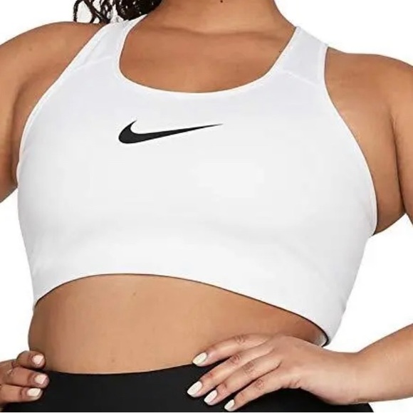 Nike NWT Plus Size 2X Swoosh Medium Support Non Padded White Sports Bra - Picture 1 of 7